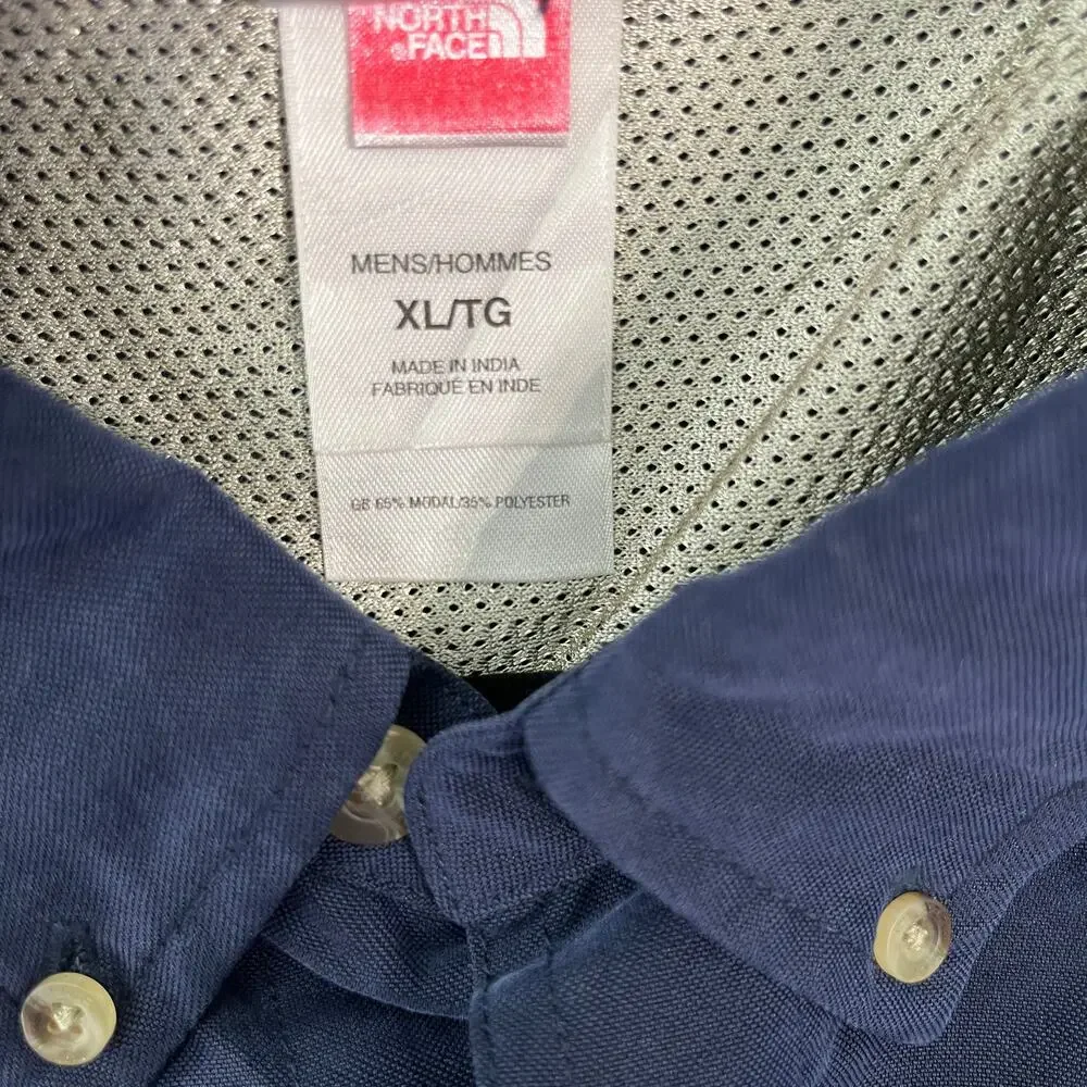 The North‎ Face Shirt Mens XL Navy Blue Button Down Long Sleeves Outdoor A412